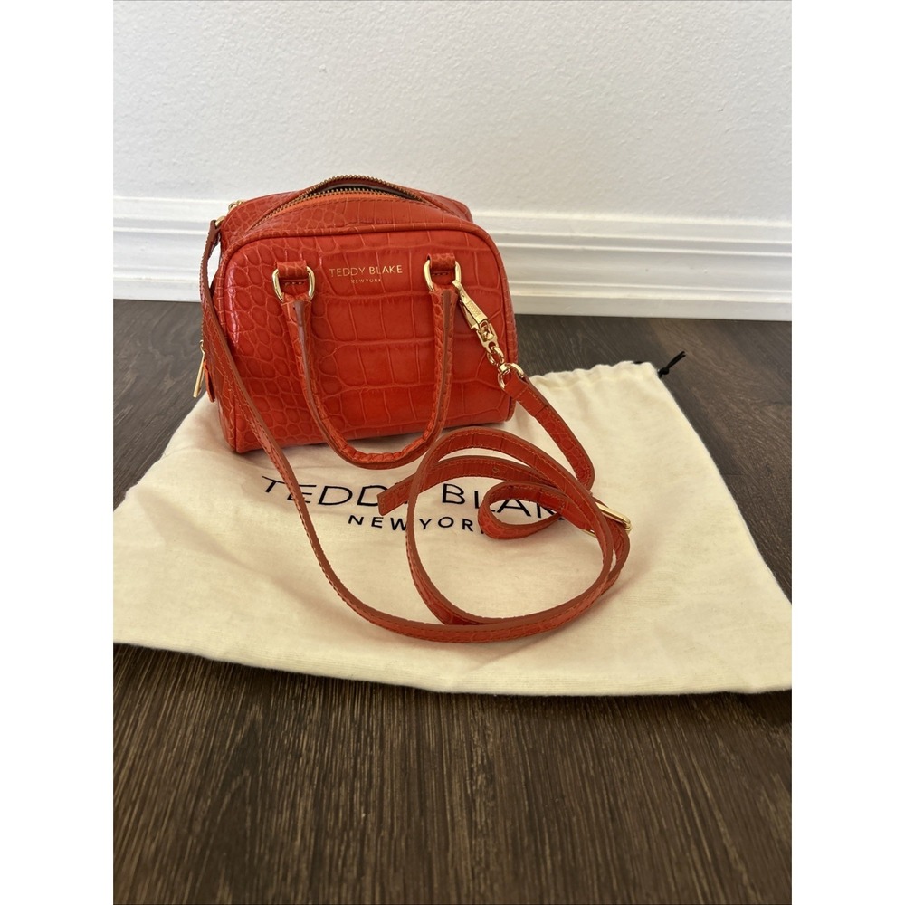 Teddy Blake Croc Handbag Satchel burnt orange dust bag Crossbody $500 MINT